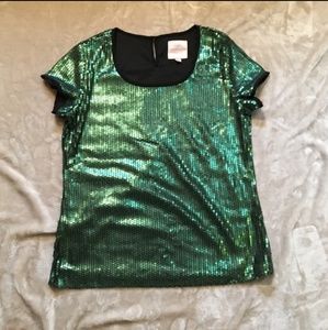 Romeo & Juliet Couture Green sequin top
